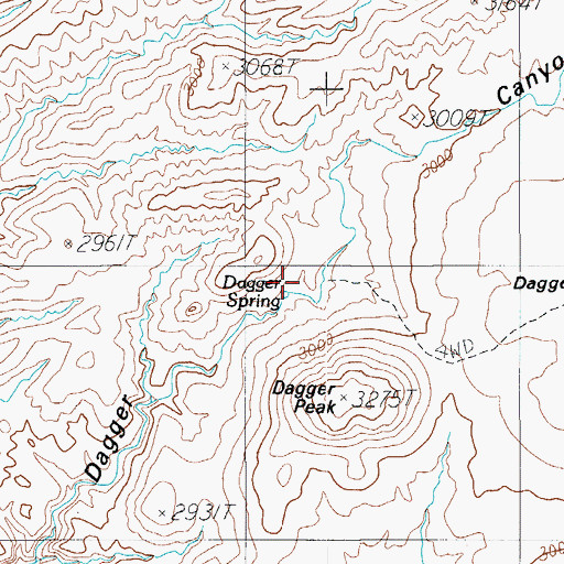 Topographic Map of Dagger Spring, AZ
