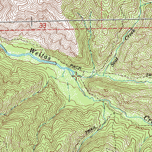 Topographic Map of Upper Weitas Pack Bridge, ID