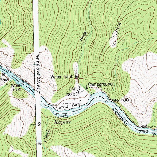 Topographic Map of Lantz Bar Forest Service Facility, ID