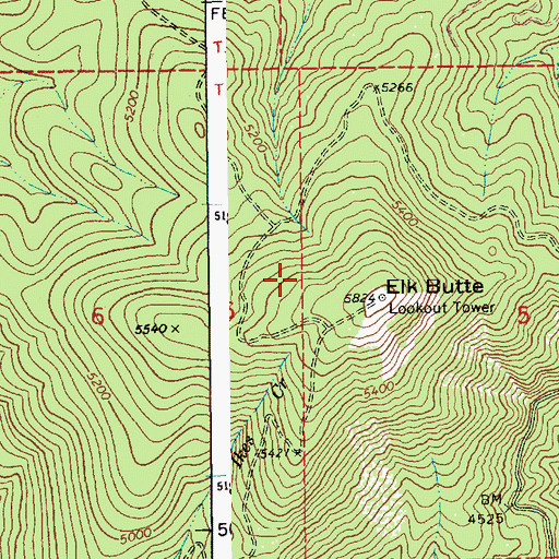 Topographic Map of Elk Butte Mountain Hemlock Area, ID