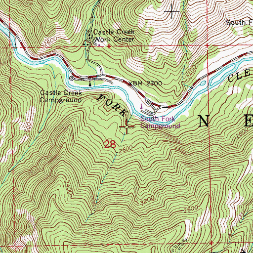 Topographic Map of South Fork Campground, ID