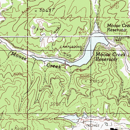 Topographic Map of Moose Creek Reservoir, ID