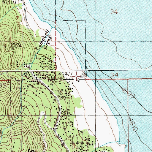 Topographic Map of Campbell Creek Recreation Site, ID