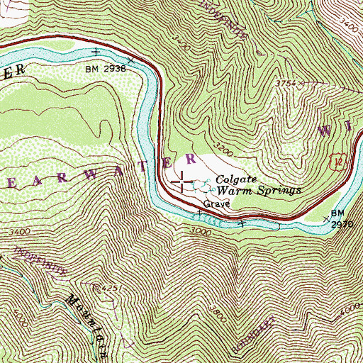Topographic Map of Colgate Licks Nature National Recreation Trail, ID