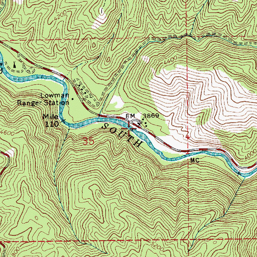 Topographic Map of Lowman Work Center, ID