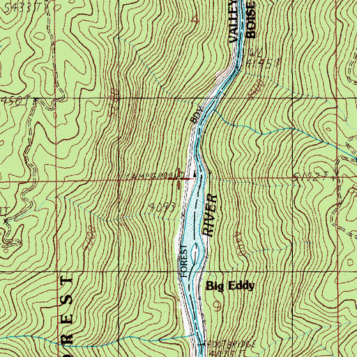 Topographic Map of Big Eddy Campground, ID