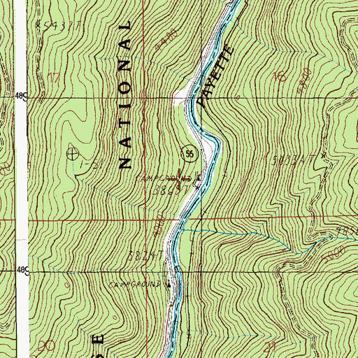 Topographic Map of Cold Springs Campground, ID