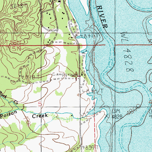Topographic Map of Poison Creek Campground, ID