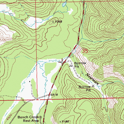 Topographic Map of Granite Rest Area, ID