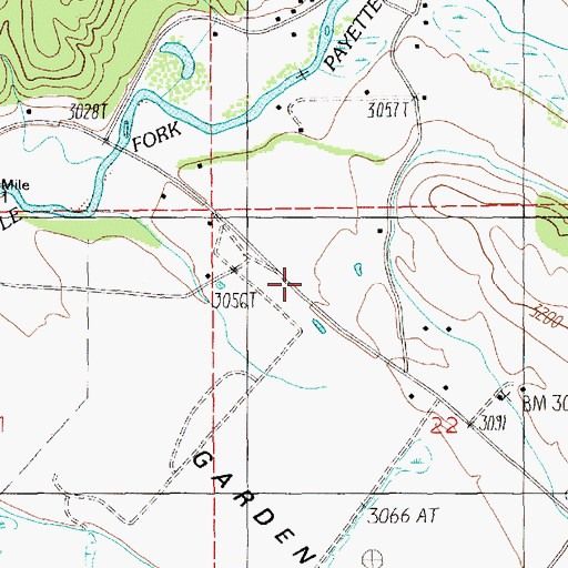 Topographic Map of Garden Valley Post Office, ID