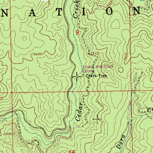 Topographic Map of Lewis and Clark Grove, ID