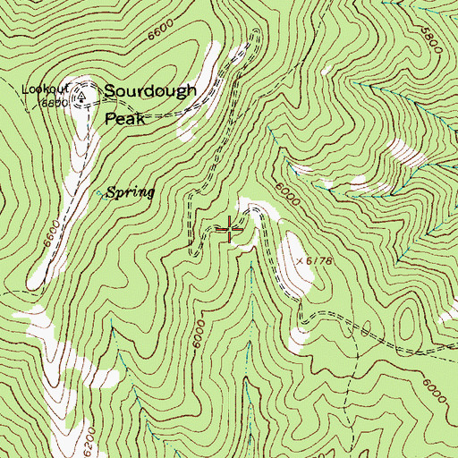 Topographic Map of Sourdough Saddle Campground, ID