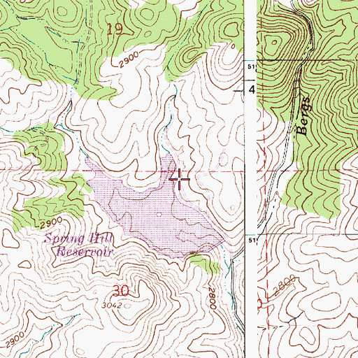 Topographic Map of Spring Valley Recreation Site, ID