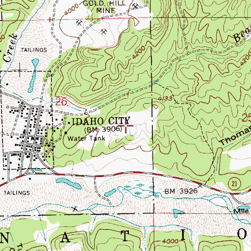 Topographic Map of Idaho City Ski Area, ID