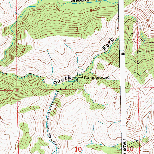 Topographic Map of Lime Creek Campground, ID