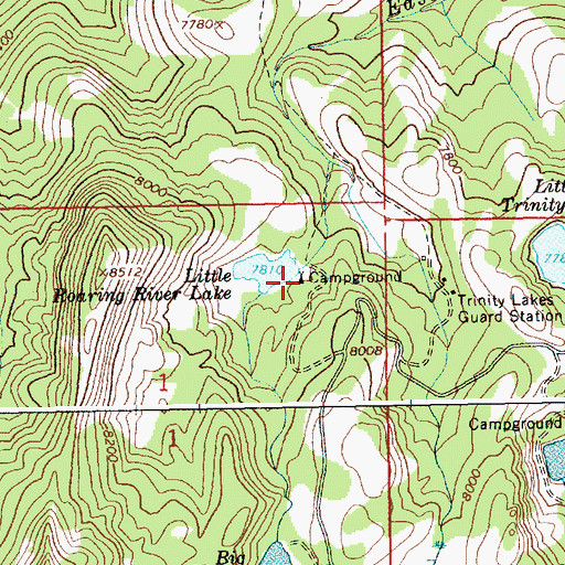 Topographic Map of Little Roaring River Lake Campground, ID