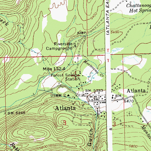 Topographic Map of Atlanta Guard Station, ID