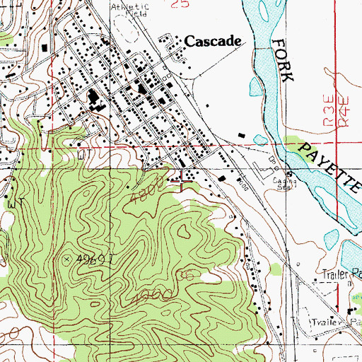 Topographic Map of Cascade Ranger Station, ID