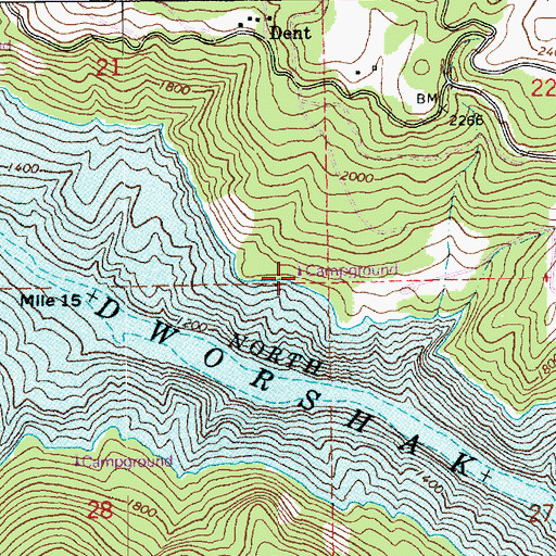 Topographic Map of Dent Orchards Recreation Site, ID