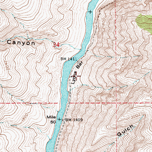 Topographic Map of Lyons Mining Camp, ID