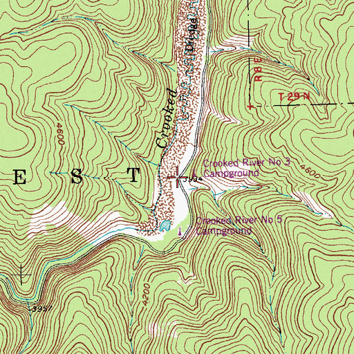 Topographic Map of Crooked River Number Three Campground, ID