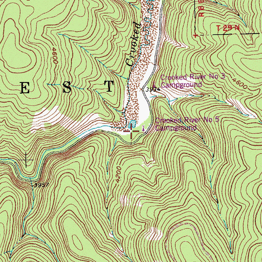 Topographic Map of Crooked River Number Five Campground, ID