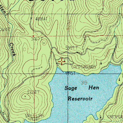 Topographic Map of Antelope Campground, ID