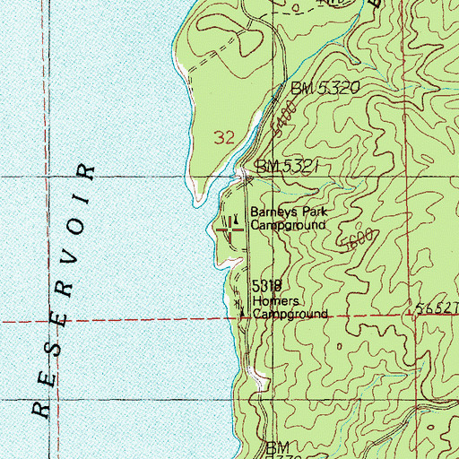 Topographic Map of Barneys Park Campground, ID