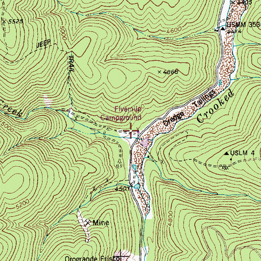 Topographic Map of Fivemile Campground, ID
