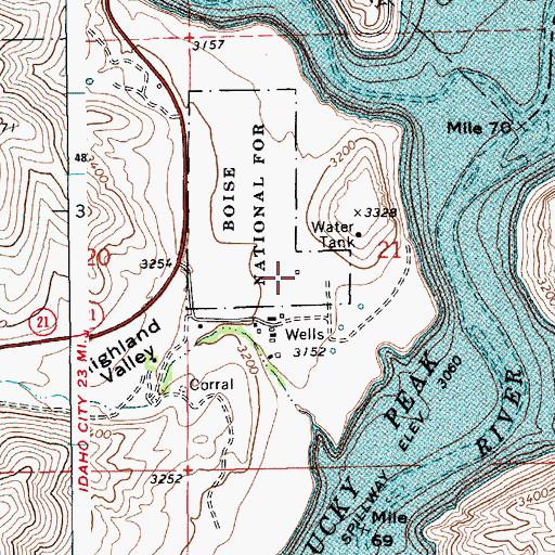 Topographic Map of Lucky Peak Forest Nursery, ID