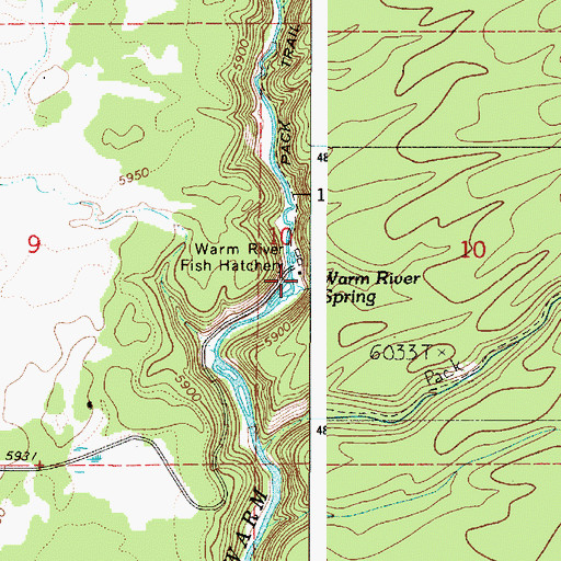 Topographic Map of Warm River Fish Hatchery, ID