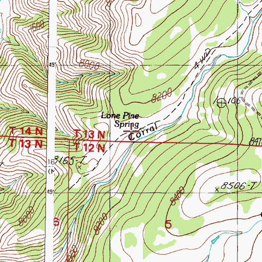 Topographic Map of Lone Pine Spring, ID
