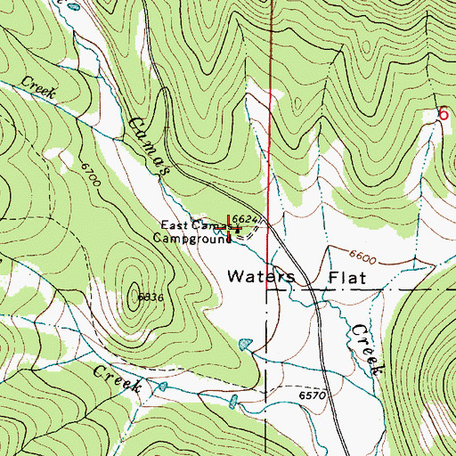 Topographic Map of East Camos Campground, ID