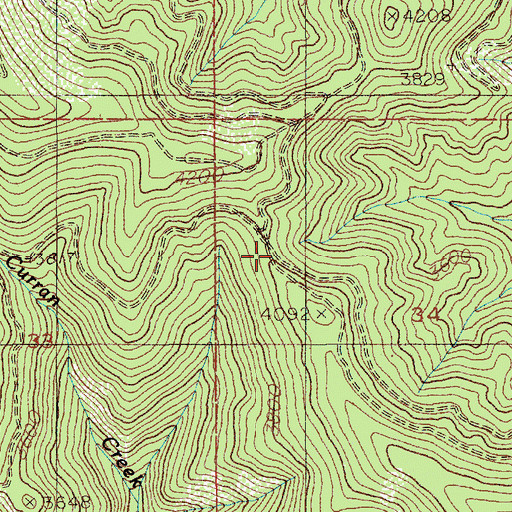 Topographic Map of Curran Saddle, ID