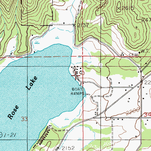 Topographic Map of Rose Lake Recreation Site, ID