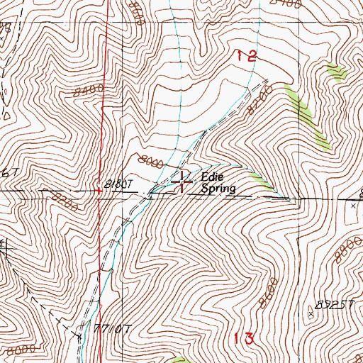 Topographic Map of Edie Spring, ID