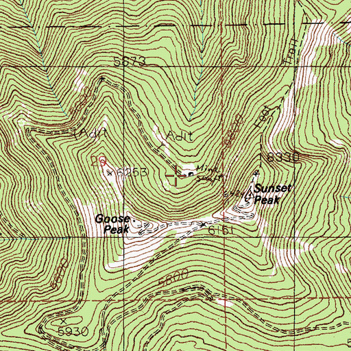 Topographic Map of Silvertip Mine, ID