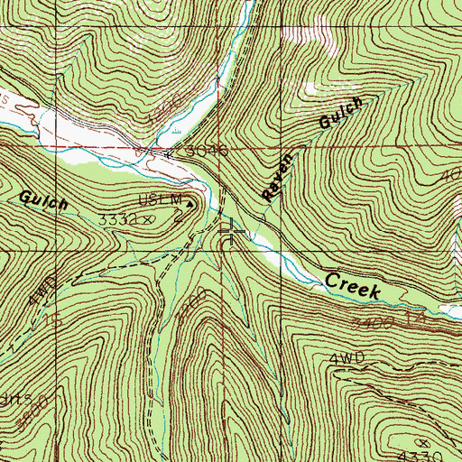 Topographic Map of Raven Gulch, ID