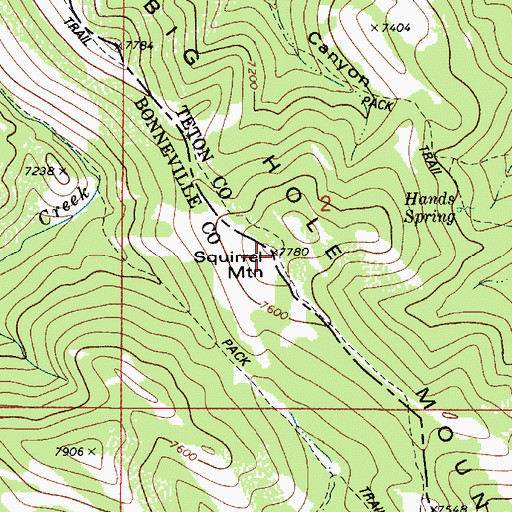 Topographic Map of Squirrel Mountain, ID