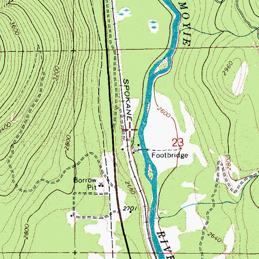 Topographic Map of Movie River Sportsmans Access, ID