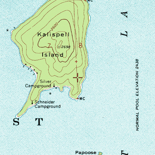 Topographic Map of Three Pines Campground, ID