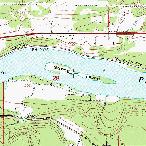 Topographic Map of Strong Island Picnic Area, ID