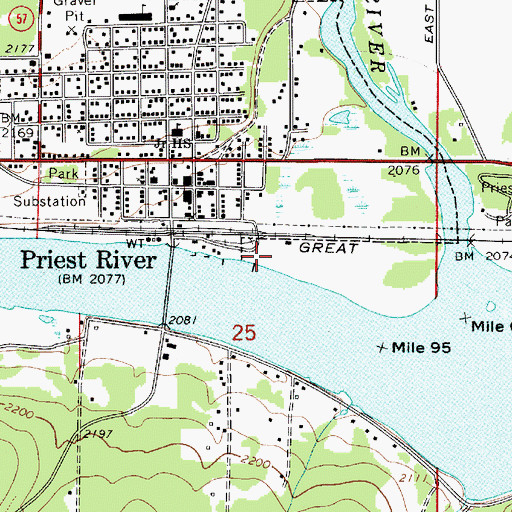 Topographic Map of Priest River Campground, ID