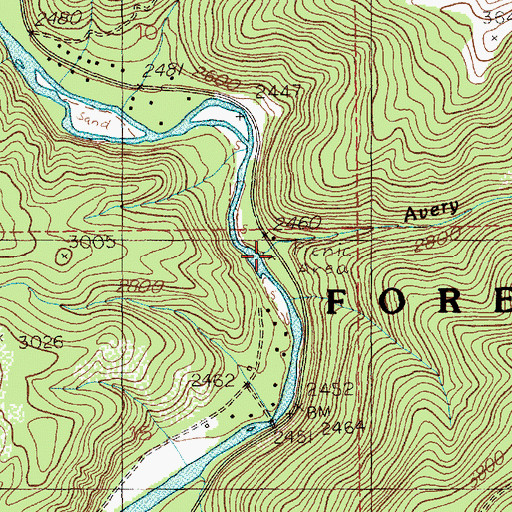 Topographic Map of Avery Creek Picnic Area, ID