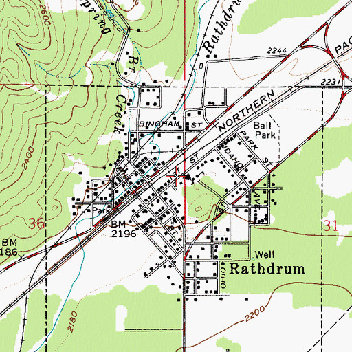 Topographic Map of Rathdrum Elementary School, ID
