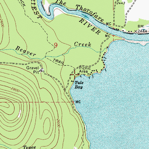 Topographic Map of Beaver Creek Recreation Site, ID
