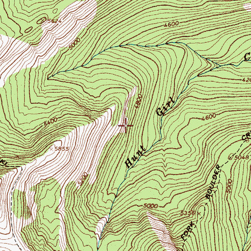 Topographic Map of Hunt Girl Creek Research Natural Area, ID