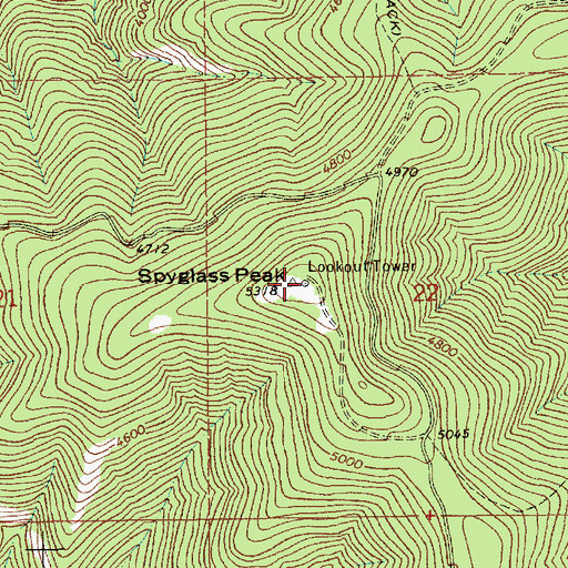 Topographic Map of Spyglass Peak Lookout, ID