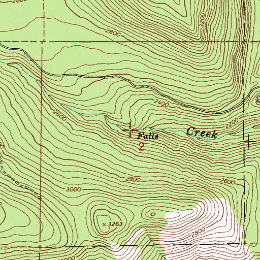 Topographic Map of Snow Creek Falls, ID