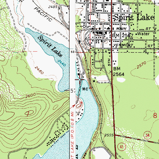 Topographic Map of Spirit Lake Access, ID